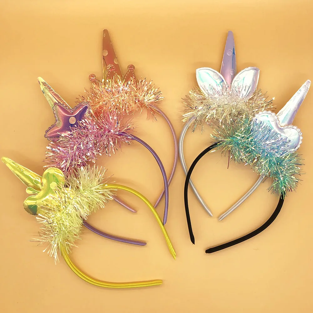 

Cute Unicorn Girls Sequins Glitter Unicorn Hairband Rainbow Unicorn Cat Ears Kid Party Cartoon Headband Hair Accessories 1Pcs