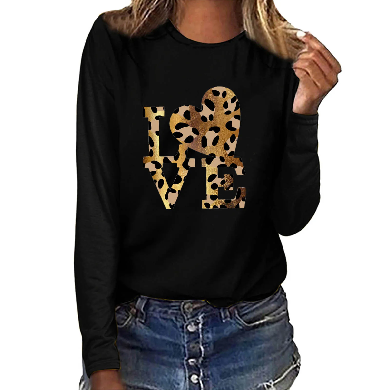 Fashion Blouse 2021 Women Valentine's day Printed Long Sleeve Sweatshirt Pullover Shirts Top Blouse blouses blusas mujer 2