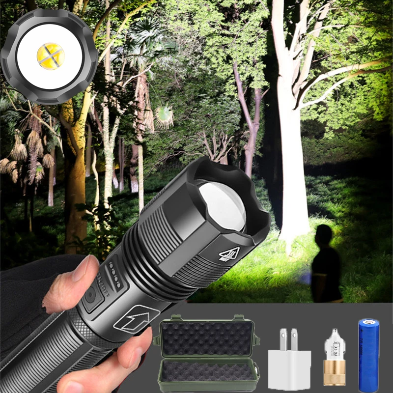 

90000 Lumens XLamp xhp50 Hunting LED Flashlight Zoom 5 Modes Torch Waterproof Linterna USB Rechargeable Lamp Lamp Ultra Bright