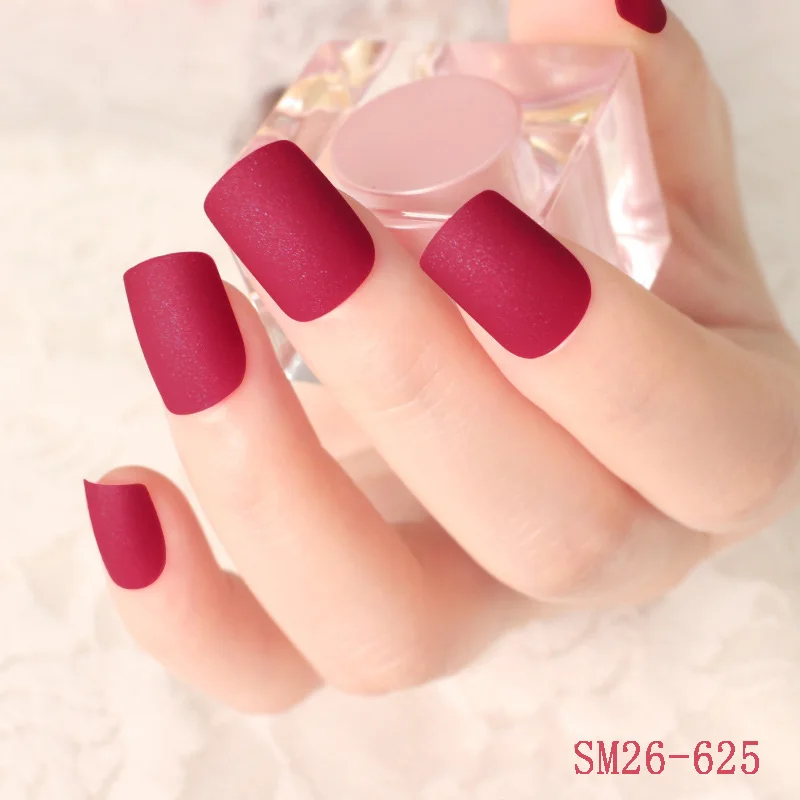 

24pcs Frosted Matte Fake Nails Tips Solid Color DIY Manicure Bride False Nails MP789