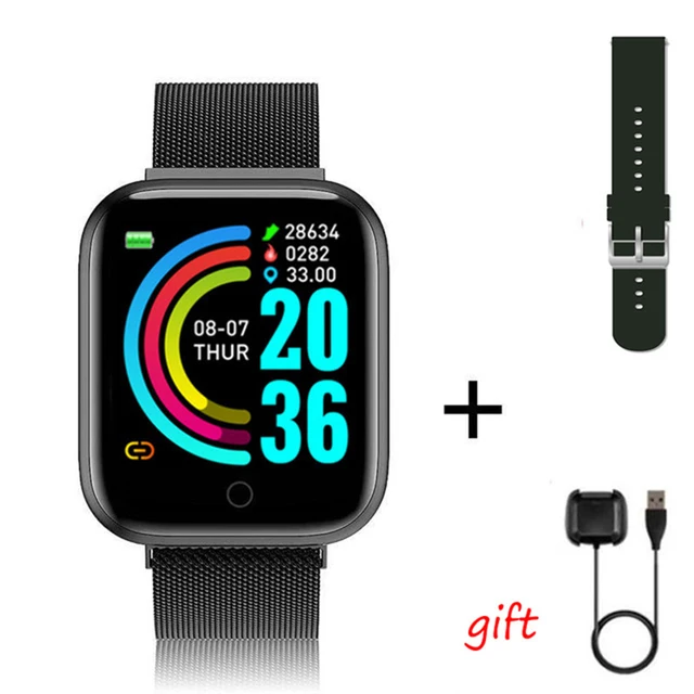 I5 Sport Smartwatch Women Men Heart Rate Blood Pressure Fitness Tracker Kids Smart Clock For Android IOS Smart Watch PK IWO P80 D20pro Steel Black