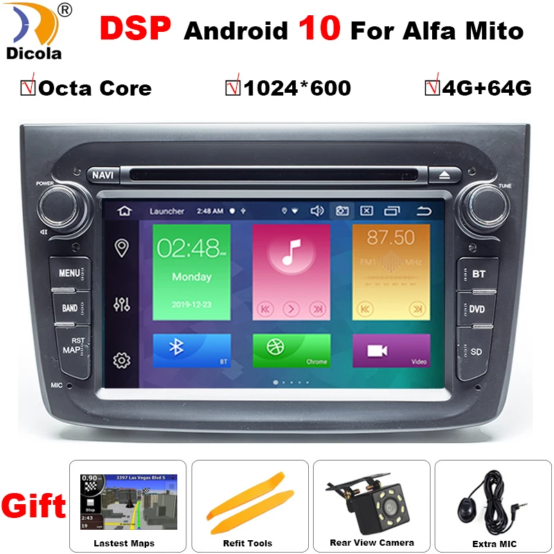DSP IPS HD 4G+64G Car DVD Multimedia Player Android 10 GPS radio For Alfa Romeo Mito 2008-2012 Auto Radio Stereo Video OBD2 DVR DSP IPS HD 4G+64G Car DVD Multimedia Player Android 10 GPS radio For Alfa Romeo Mito 2008-2012 Auto Radio Stereo Video OBD2 DVR
