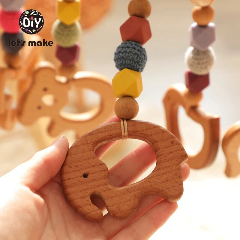 Let's Make 1pc Baby Rattle Toys Play Gym Olive Oil Beech Wooden Rodent Animal Koala Elephant Pendant Hanging Baby Wood Bed Bell