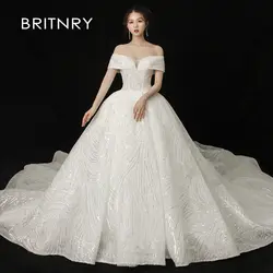 BRITNRY роскошное свадебное платье с открытыми плечами 2019 сексуальное бальное платье с аппликацией из бисера платье для невесты принцессы