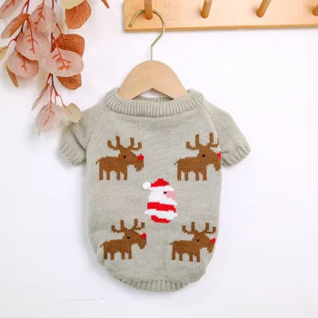 

Autumn and Winter Two Feet Grey Color Pet Clothing with Elk Printing Dog Sweater Clothes for Small Dog Christmas Clothes for Dog