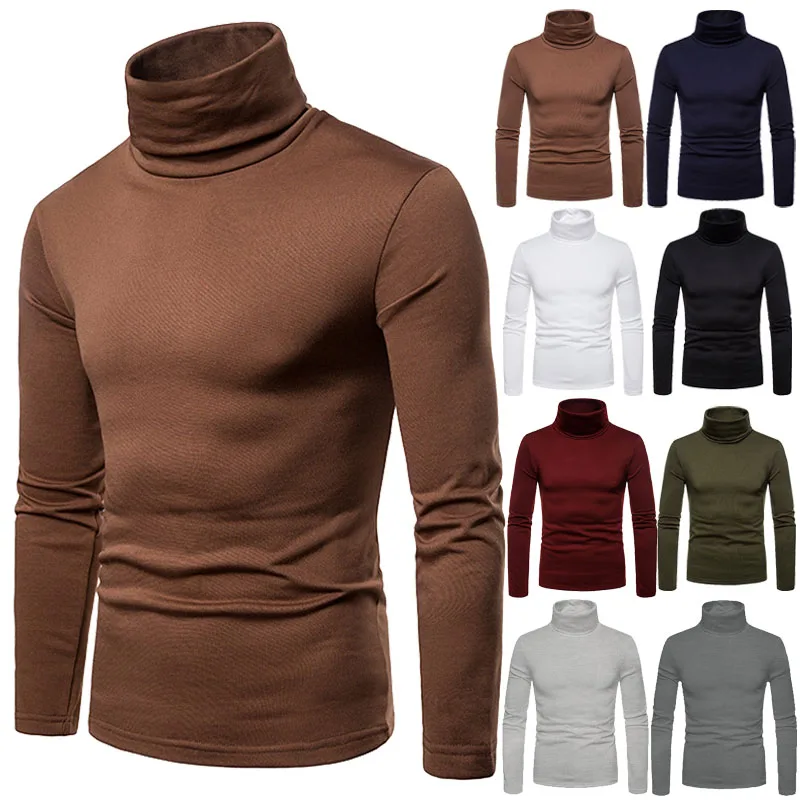 

Autumn Winter knitted Sweater Men New Casual Slim Knitwear Pullover Men Comfort Thin Turtleneck Sweaters Solid Jumper Pull Homme