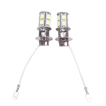 

2 Pieces H3 5050 13 LED Car White DRL Fog Light Bulb Spotlight DC 12V