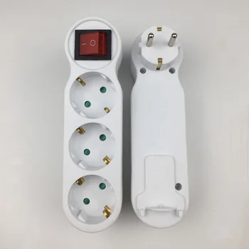 

Socket European German Standard Three Expansion Socket With Switch EU Plug One To Three Conversion Plug Converter #s