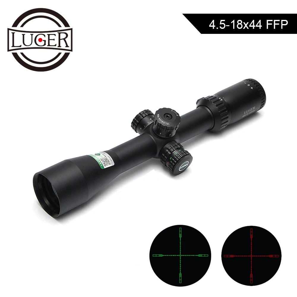 LUGER 4 5 18x44 FFP оптический прицел мил точка освещения сетка сторона параллакса фокус