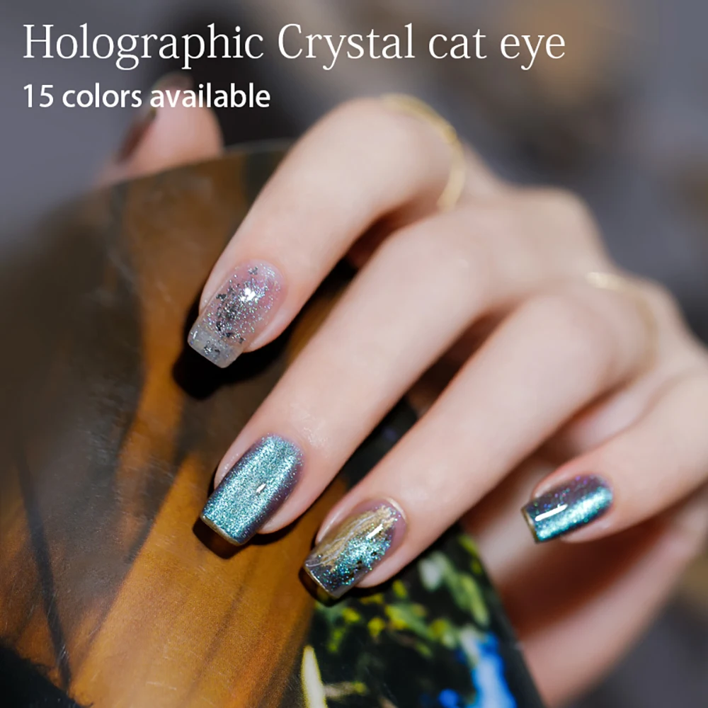 Vendeeni New Colourful Crystal Cat Eye Gel Nail Polish 9D Aurora Cat's Eye Gel Varnish Magnetic Hybrid UV Soak Off Gel Lacquer
