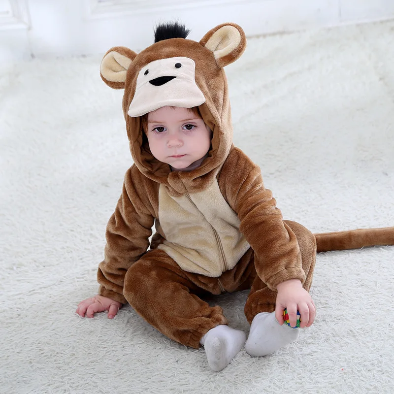 Детские комбинезоны зимние пижамы для мальчиков и девочек Одежда для новорожденных кигуруми, детские пижамы с животными комбинезон с пандой Ropa Bebe костюмы