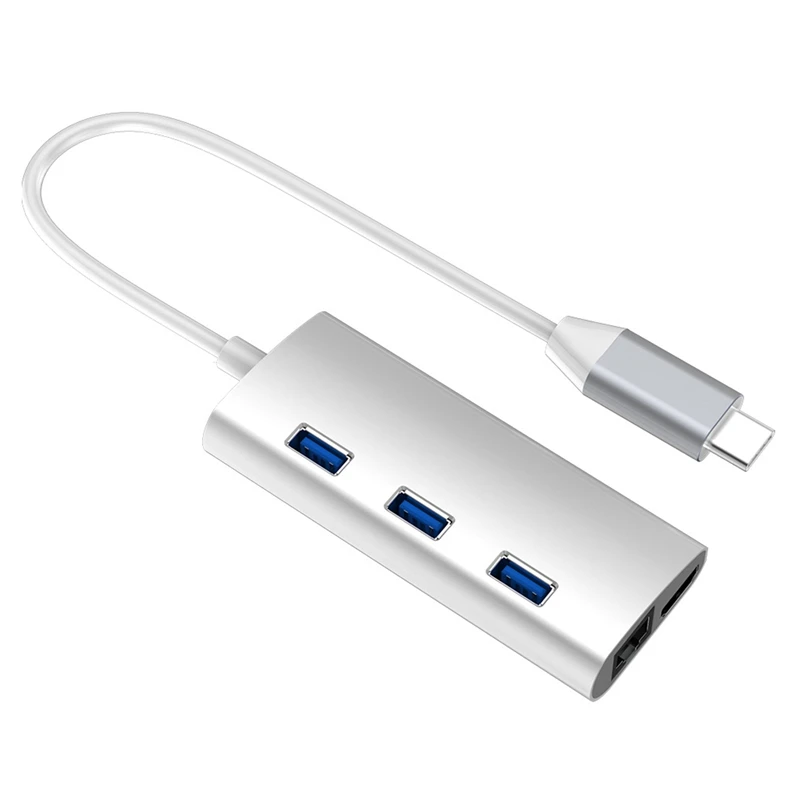 Тип-c-концентратор(3 порта Usb3.0)+ Hdmi 4K+ Rj45 гигабитный+ зарядка PD+ 3,0 Sd/Tf карта чтения