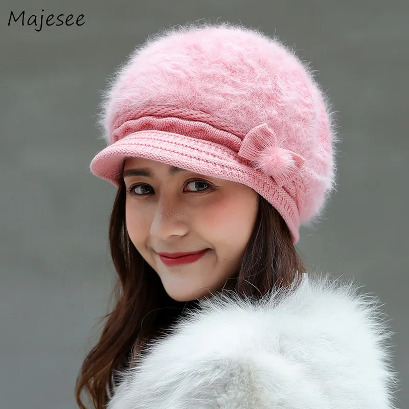 Бини женские зимние элегантные теплые мягкие удобные облегающие Женские Kawaii розовые милые универсальные корейские Стильные повседневные