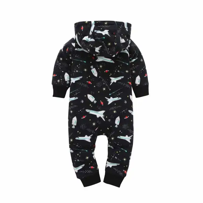 Коллекция года, зимняя одежда для маленьких мальчиков и девочек Комбинезон для младенцев, пижама флисовый комбинезон с капюшоном для малышей, одежда для малышей с рисунком лисы теплая одежда для маленьких мальчиков