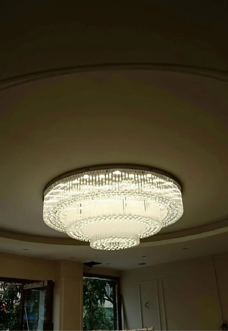 Современный стильный круглый хрустальный потолочный светильник с нержавеющая сталь база для столовой освещение светодиодный светильник