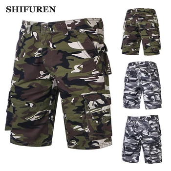 

SHIFUREN 2020 Summer New Cotton Camouflage Cargo Shorts Men Multi Pocket Loose Military Camo Short Trousers Bermudas Masculina