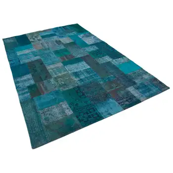 

202x303 Cm Turquoise Handmade Patchwork Rug-7x10 Ft