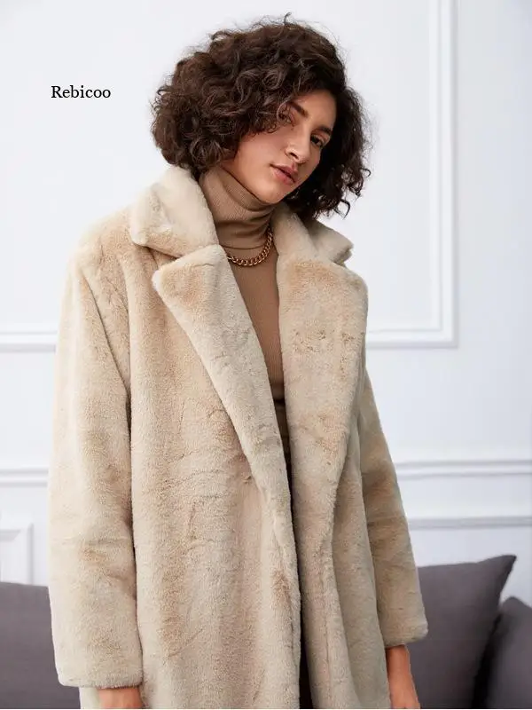 

Модное женское пальто из искусственного меха 4Xl, зимнее повседневное теплое тонкое длинное женское пальто из искусственного меха норки с карманами, женская меховая куртка, новинка