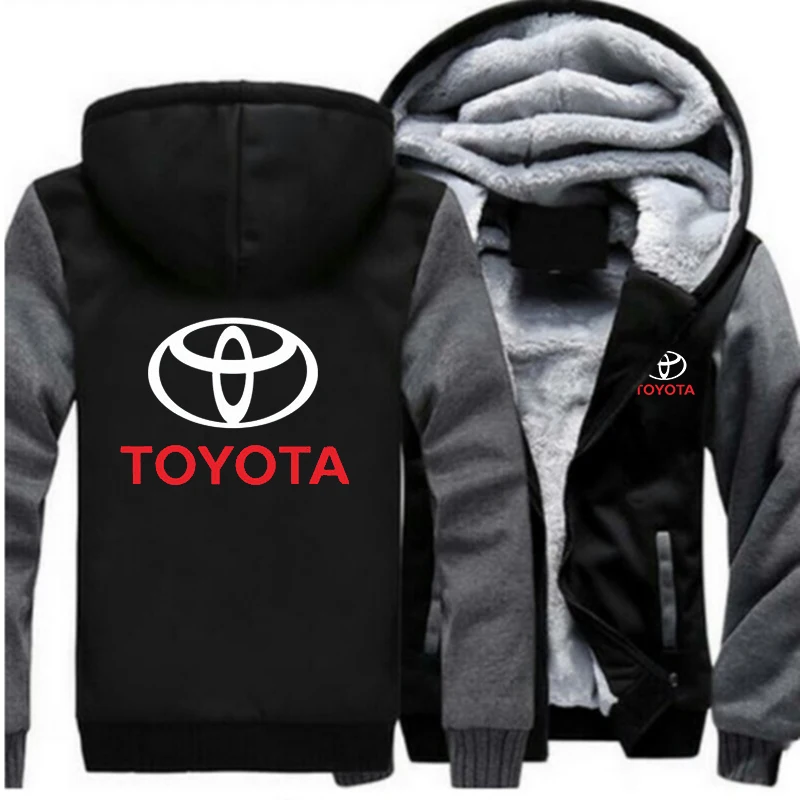 Мужская брендовая толстовка с логотипом Toyota с модным принтом, зимняя куртка с капюшоном на молнии, унисекс утепленные Удобные куртки в стиле Харадзюку