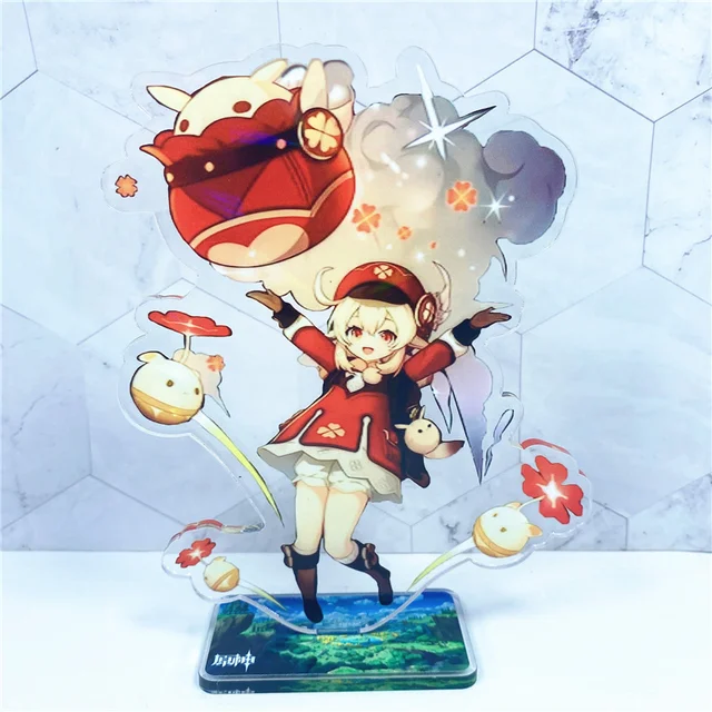 Anime Figure Genshin Impact Eula Klee Zhongli Xiao Acrylic Stand Model Plate Desk Decor Standing Sign Fans Collection Gifts 5
