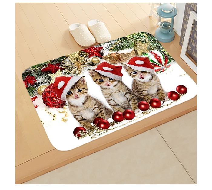 Merry Christmas Decoration Doormat Santa Claus Printing Floor Mat Non-slip Mat Christmas Home Decoration Door Mat