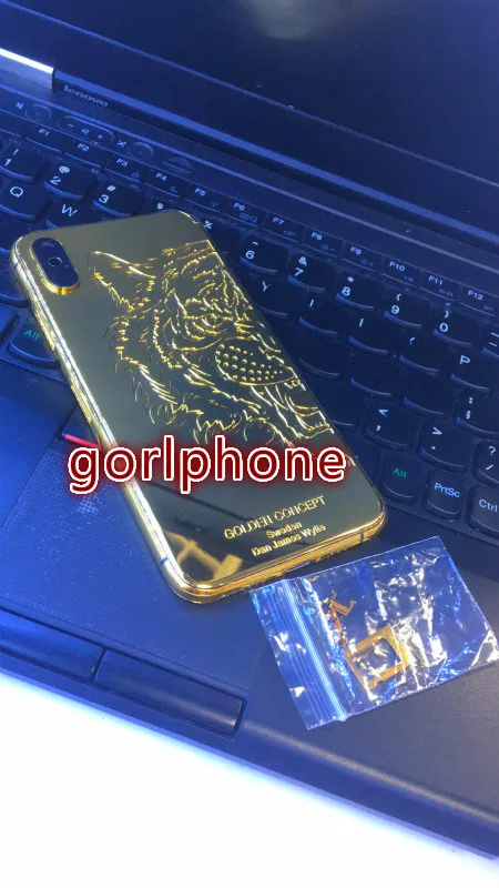 24 к зеркало золотое шасси 24ct Золотая задняя дверь для iphone X xs max Батарейная Дверь Корпус средняя рамка с логотипом+ кнопки