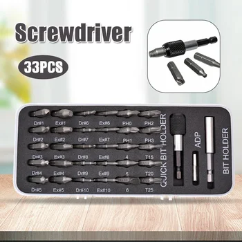 

33Pcs Broken Bolt Remover Damaged Screw Extractor Speed Out Drill-Bit Tool Kits Repair HKS99