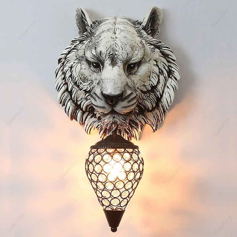 Смола животных Тигр настенный светильник скандинавские бра, настенные светильники для домашнего искусства Декор современные