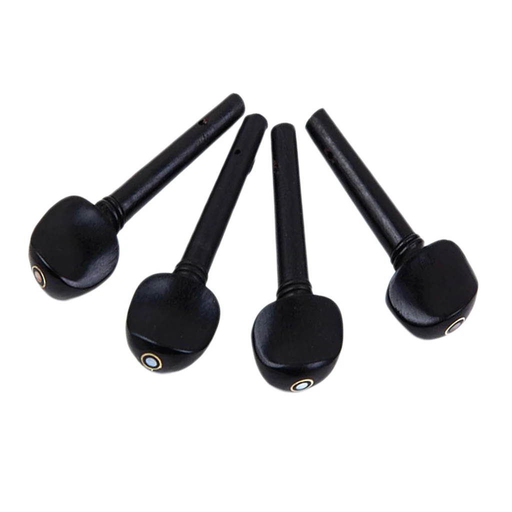

4 Pcs Violin Fiddle Tuning Pegs String Instrument Part for 4/4 Violin Black