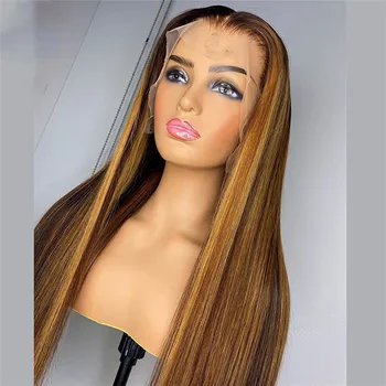 

Highlight Blonde Human Hair Wigs 13x4 T Part Human Hair Lace Wig Ombre Straight Lace Front Pre plucked With Baby Hair