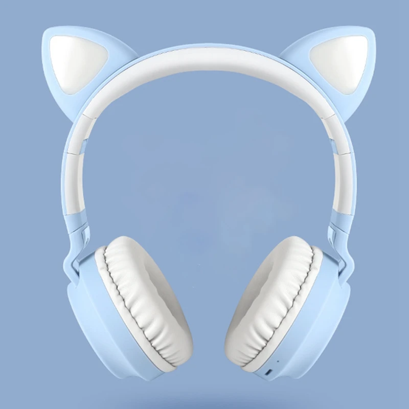 New Arrival LED Cat Ear Noise Cancelling Headphones Bluetooth 5 0 Young People Kids Headset Support TF Card 3 5mm Plug With Mic