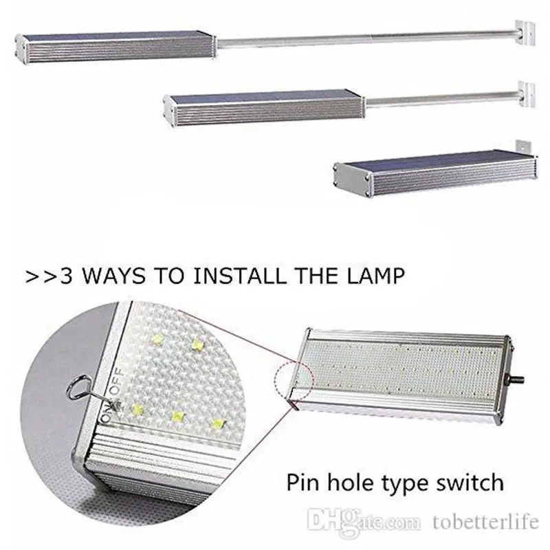 Solar Street Lamp 48led for Outdoor Garden Wall 1000 lumens Aluminum Alloy Waterproof IP65 Radar Sensor