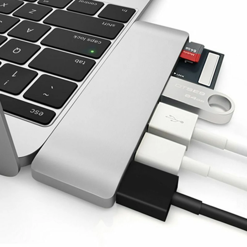 Батареи для замены ноутбуки MacBook Тип-C отложным воротником hd-конвертер 6-в-1 4K x 2k Hub адаптер устройство для чтения карт SD TF
