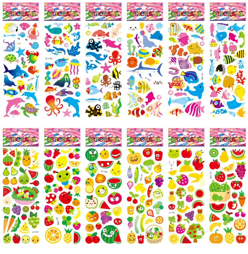 25/10/5 Sheets 3D Puffy Bubble Stickers Cartoon Princess cat Waterpoof DIY Baby Toys for Children Kids Boy Girl GYH