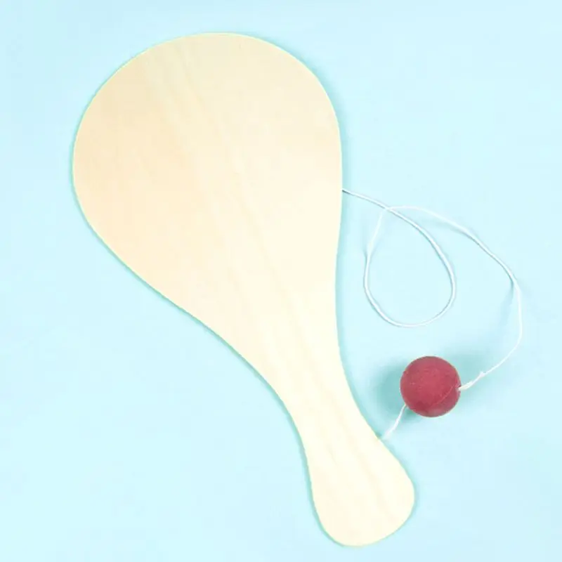 9pcs/set Hand-painted Wooden Racket Ball DIY Craft Cartoon Painting Graffiti Toy Y5GB