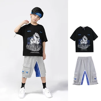 

2020 Boys Jazz Dance Costume Children Loose Hip-Hop Clothes Stage Catwalk Performance Outfits Kids Street Dancewear Tide DQS4046