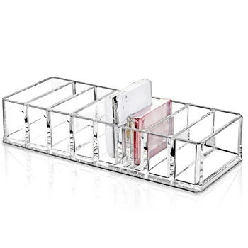 

LBER Clear Acrylic Makeup Brushes Organizer Holder Lipstick Stand Case Desktop Jewelry Box Cosmetic Tray with 8 Slots