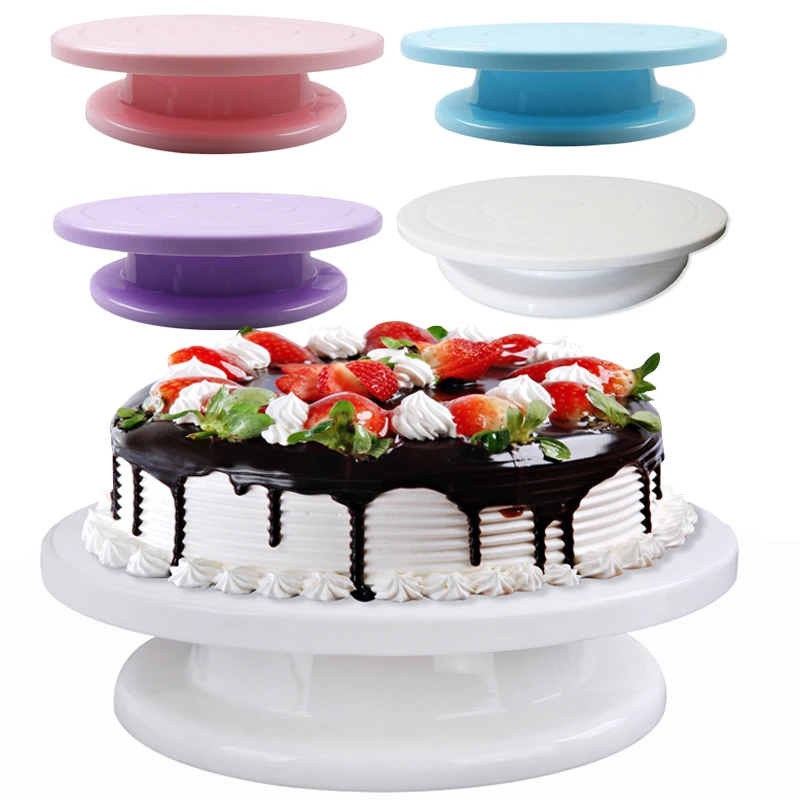28cm Kitchen Cake Decorating Icing Rotating Turntable Cake Stand White Plastic Fondant Baking