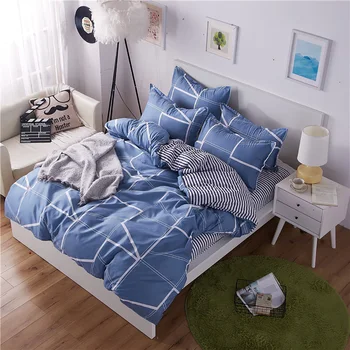 

Thumbedding Geometric Bedding Set Queen Simple Fresh Abstract Lines Duvet Cover Navy King Full Twin Single Comfortable Bed Set