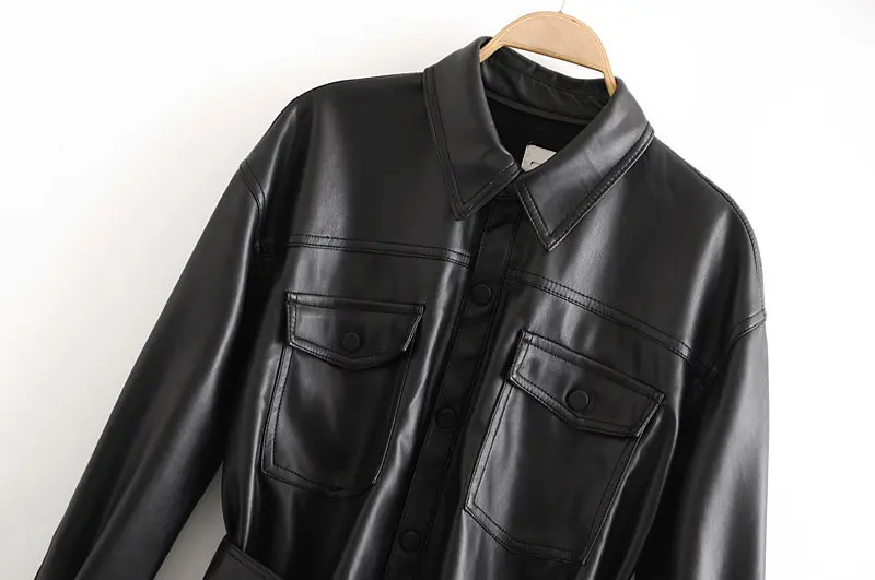Новое зимнее Wf80-3002 модное пальто из искусственной кожи в европейском и американском стиле