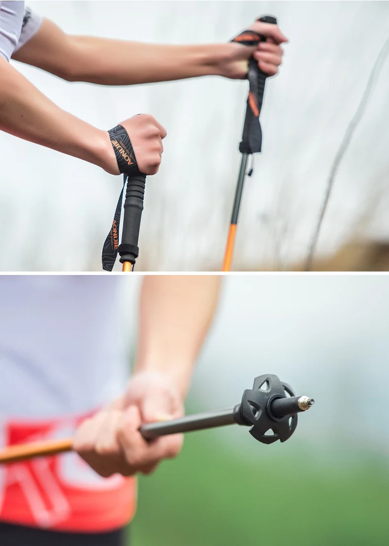 Correndo a pé Vara de Fibra de Carbono Aonijie M-pólo Dobrável Ultraleve Quick Lock Pólos Trekking Caminhadas Pole E4102 Corrida 19 AONIJIE M-Pólo Dobrável Ultraleve Quick Lock Pólos
