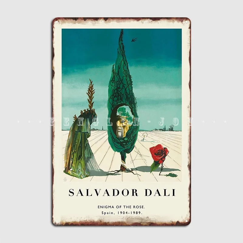 Poster Salvador Dali Puzzle Of The Rose Metal Sign Pub Wall Painting Decor Design Tin Sign Poster