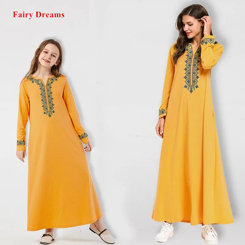 Женские мусульманские платья Желтый abaya Дубай Турецкая индейка Бангладеш кафтан
