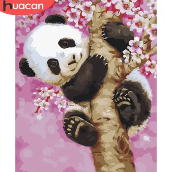 

HUACAN Coloring By Number Panda Animals Kits Drawing Canvas DIY Pictures Oil Painting Hand Painted Gift Home Decor