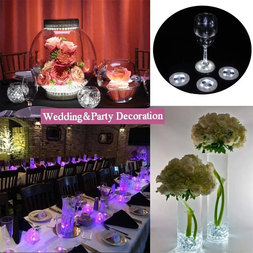 1Pcs Super Bright Mini Glow Coaster LED Bottle Light Stickers LED Drink Cup Mat Christmas Wedding Vase New Year Decoration Light