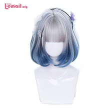 Aliexpress - L-email wig Mixed Blue Bob Lolita Wigs with Bangs Short Harajuku Cosplay Wig Pink Wig Heat Resistant Synthetic Hair Party