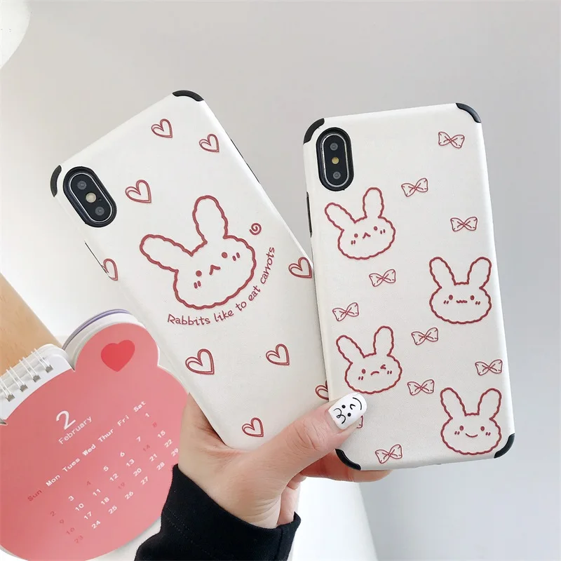 cute rabbit xs max full cover phone case for i 7 plus 8 6plus x back soft silicone iphone 11 pro | Мобильные телефоны и