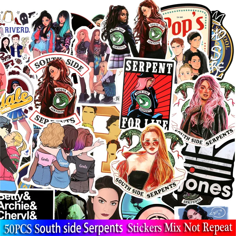 

50Pcs Waterproof Riverdale Fan Stickers Skateboard Guitar Suitcase Hydroflask Graffiti Sticker Kids Girl Classic Toy