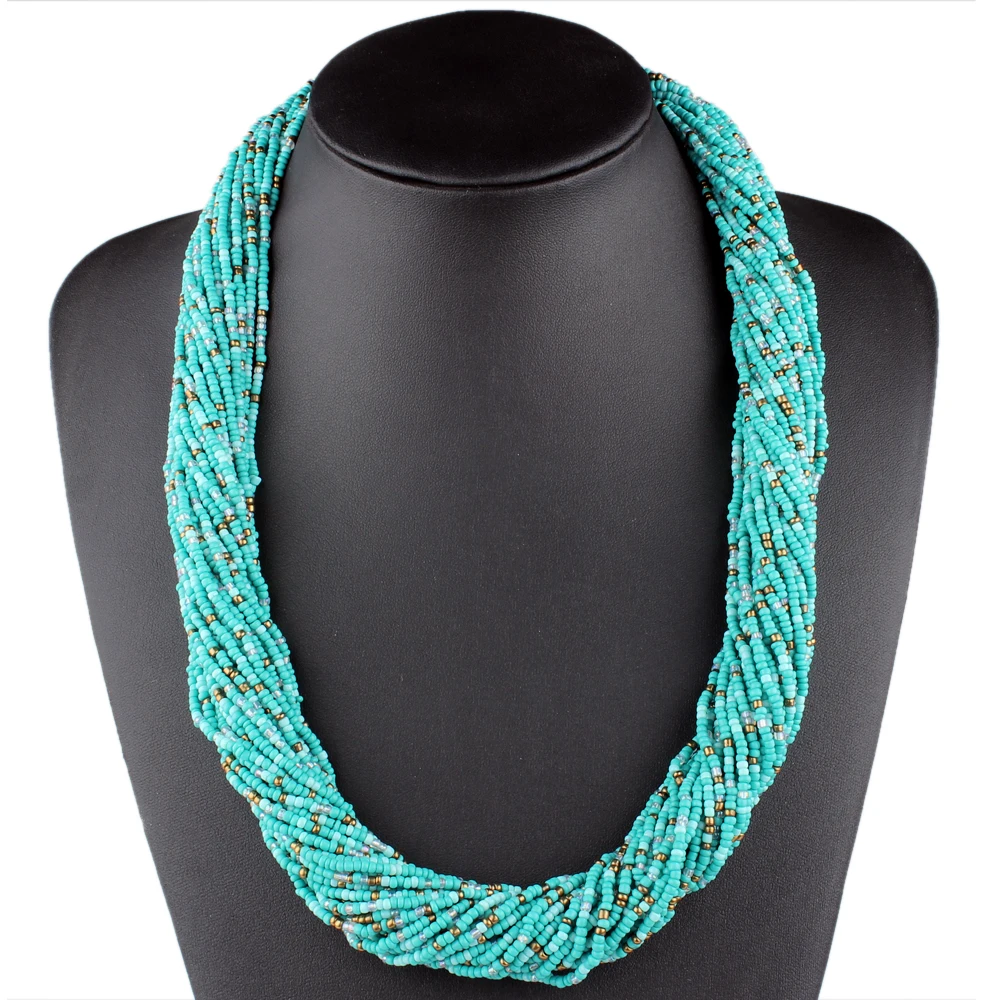 Ожерелье с маленькими бусинами Claire jin, женское ожерелье ручной работы, скрученное богемное ожерелье, этнические ювелирные изделия в стиле бохо, летние модные аксессуары