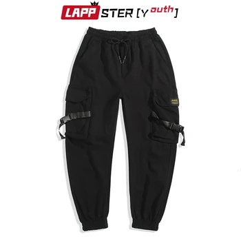 

LAPPSTER-Youth Men Ribbons Streetwear Cargo Pants 2020 Overalls Mens Harajuku Joggers Pants Hip Hop Korean Sweatpants Trousers